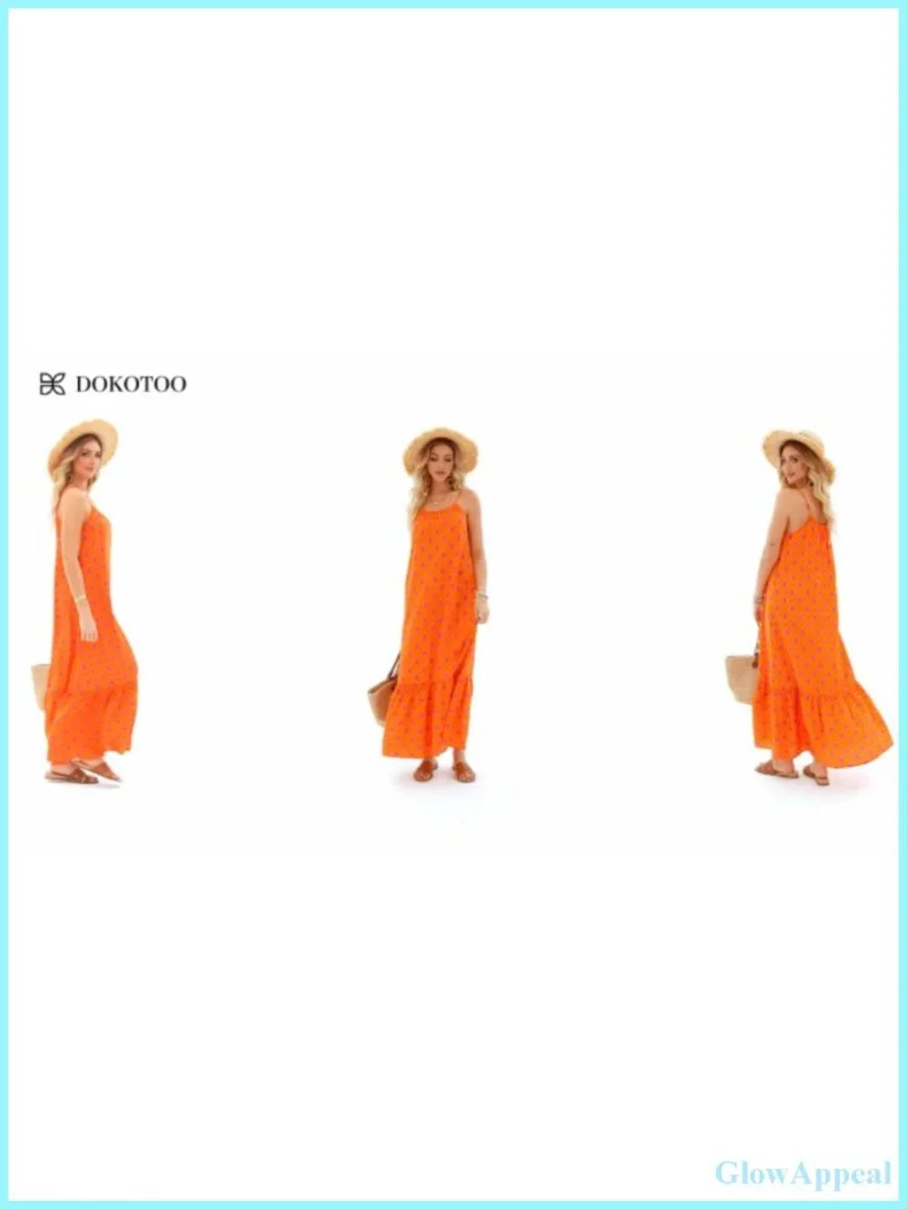 Spaghetti Strap Smocked Ruffle Flowy Boho Maxi Dress Sleeveless A-Line